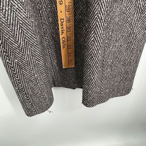 Mackage Gray Black Leather Belted Herringbone Wool Blend Pea Coat Size Large NWT - Picture 15 of 15